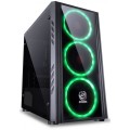 Gabinete Gamer PCyes Saturn, 3 Fans Verde, Tampa Lateral em Acrílico, Sem Fonte, Preto - SATPTVD3FCA