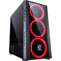 Gabinete Gamer PCyes Saturn, 3 Fans Vermelho, Tampa Lateral em Acrílico, Sem Fonte, Preto - SATPTVM3FCA