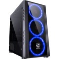 Gabinete Gamer PCyes Saturn, 3 Fans Azul, Tampa Lateral em Acrílico, Sem Fonte, Preto - SATPTAZ3FCA