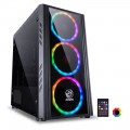 Gabinete Gamer PCyes Saturn, Mid Tower, Lateral em Acrílico, 3 Cooler, RGB 7 Cores - SATPT7C3FCA 29364