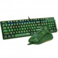 Kit Gamer Redragon, Teclado Mecânico Gamer Rainbow ABNT2 Camuflado + Mouse Gamer - S108 (PT-LIGHT GREEN)