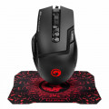 COMBO GAMER 2 EM 1 MARVO MOUSE M355 9 BOTÕES 6400DPI + MOUSE PAD G1 GAMER PRETO E VERMELHO - M355+G1