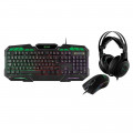 COMBO GAMER XZONE 4 EM 1 TECLADO MULTIMÍDIA MOUSE 3200DPI HEADSET E MOUSE PAD PRETO E VERDE - GTC-02