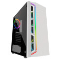 Gabinete Gamer Bluecase, Tampa Lateral de Vidro Temperado, LED, Branco, Sem Fonte - BG-033W