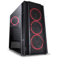 Gabinete Gamer PCyes Atmos, 4 Fans, Lateral de Vidro Temperado, LED Vermelho, Preto - ATPTVM4FCV 33874