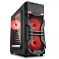 Gabinete Gamer Sharkoon VG7-W, Mid Tower, LED Vermelho, 3 Coolers, Lateral em Acrílico, Preto - VG7-W