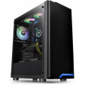 Gabinete Gamer Thermaltake H100 TG, Mid Tower, Vidro Temperado, Sem Fonte, Preto - CA-1L4-00M1WN-00