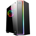 Gabinete Gamer K-mex Fox RGB, Mid Tower, Com 1 Fan, Vidro Temperado, Black, S-Fonte, CG-06RB