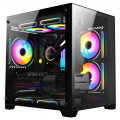 Gabinete Gamer K-Mex Space Y, CG-413A, Lateral e Frontal em Vidro Temperado, Sem Fonte, Sem Fan, Preto - CG413ARH001CBOX