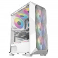 Gabinete Gamer Hayom GB1730, Tampa Lateral de Vidro, Com 3 Fans, LED RGB, Sem Fonte, Branco - GB1730