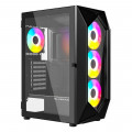 Gabinete Gamer Bluecase OBSIDIAN, mATX, mITX, Lateral Vidro, USB 3.0, 1 Fan, ARGB, Sem Fonte, Preto - BG-049