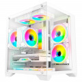Gabinete Gamer K-Mex Aquário Micro White, CG-W830, Lateral e Frontal em Vidro, Sem Fan, Branco - CGW830RH002CBOX