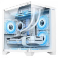 Gabinete Gamer Hayom GB1791, Tampa Lateral e Frente de Vidro, Com 4 Fans, LED RGB, Sem Fonte, Branco - GB1791