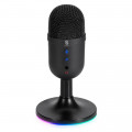 Microfone Gamer New Hero Vox, RGB, USB, Preto - MIC-06
