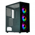 Gabinete Gamer K-Mex Multicolor, CG-70C5, RGB, Lateral em Vidro, 3 Fan Led, Sem Fonte, Preto - CG70C5RH0010B0X
