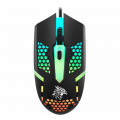 Mouse Gamer K-Mex Multicolor M44J, 2400DPI, 4 Botões, LED RGB Programável 7D, Preto - M44J34US001CB0X