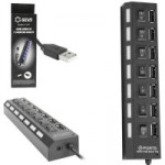 Hub USB 2.0 7 Portas, Liga e Desliga, USB 2.0 Preto, LT1777 HB-005 HUB0011LM HUB0011KP - HUB0011LT