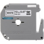 Fita Para Rotulador Brother 12mm, Preto Sobre Branco - M-231