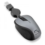 Mouse Multilaser WAVE Retrátil Emborrachado USB Cinza - MO232