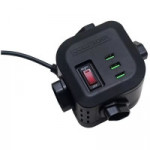 Central Protetora + Filtro De Linha 4 Tomadas Com 3 USB Qualitronix, Com Cabo Eletrico 1.20 Metros, Preto - QCFL4-CPUSB
