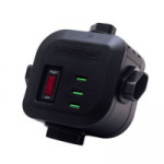 Central Protetora + Filtro De Linha 4 Tomadas Com 3 USB Qualitronix, Com Plug Tripolar, Preto - QCFL4-PPUSB