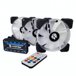 Kit Fan Gamer Hayom, LED RGB, 3 Fans 120mm, Com Controlador e Controle - FC1306
