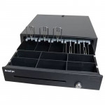 Gaveta de Dinheiro Automática Brazilpc BPC-D450F, 3 Posicoes de Tranca RJ11/12 5x Nichos de Cédulas, 6x de Moedas, Preto