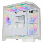 Gabinete Gamer K-Mex Aquário Ângulo Micro, CG-W620, Lateral e Frontal em Vidro, Sem Fan, Branco - CGW620RH002B0X