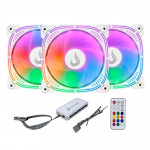 Kit Cooler FAN Rise Mode ARGB Frost Pro, 3 Unidades, 120mm, ARGB, Branco - RM-CF-02-ARGB