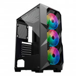 Gabinete Gamer Hayom GB1710, Tampa Lateral de Vidro, Com 3 Fans, LED RGB, Sem Fonte, Preto - GB1710