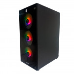 Gabinete Gamer Hayom GB1769, Tampa Lateral de Vidro, Com 3 Fans, LED RGB, Sem Fonte, Preto - GB1769