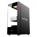 Gabinete Gamer Hayom GB1792, Tampa Lateral e Frente de Vidro, Com 3 Fans, LED RGB, Sem Fonte, Preto - GB1792