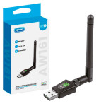 Adaptador de Rede Sem Fio 600mbps Com Antena, Knup, Dual Band, Preto, KP-AW161