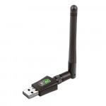 Adaptador de Rede Sem Fio 600mbps Com Antena, Knup, Dual Band, Preto, KP-AW161