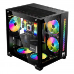 Gabinete Gamer New Hero Majesty, RGB, Mid Tower, Vidro Temperado, Sem Fonte, Sem Fan, Preto - NH-GBMJ-BL-01