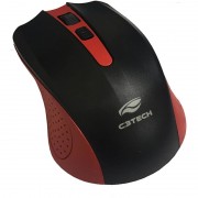 Mouse Sem Fio C3Tech, USB, 2.4GHz, 1000DPI, Vermelho - M-W20RD