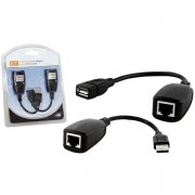 Cabo Conversor Extensor USB Para RJ45 até 45 metros, Preto, USB-RJXT EX-04 CB0166G - CB0166