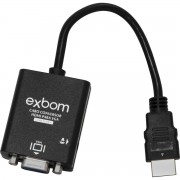 Cabo Conversor HDMI M X VGA F, Para PC, PS3 e Projetor, Com Cabo de Áudio, Preto - CO-01