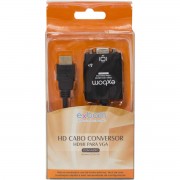 Cabo Conversor HDMI M X VGA F, Para PC, PS3 e Projetor, Com Cabo de Áudio, Preto - CO-01