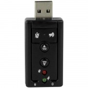 Placa de Som Externa 7.1 USB 2.0 Virtual, Preto, AD0021Ch AD-02  AD0021 - AD0021LT