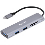 Hub USB Tipo C Para USB 3.0 Vinik, Com Leitor de Cartão, Prata - HC-1 32808