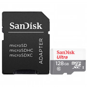 Cartão de Memória Micro SD 128GB Sandisk, Classe 10 Com Adaptador - SDSQUNS-128G-GN3MA