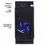 Gabinete Gamer K-Mex Solid Snake, CG-02R6, Com LED Azul, Sem Fonte, Preto - CG-02R6