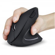 Mouse Sem Fio Vertical Ortopédico Power Fit Vinik, 6 Botões, 1600DPI, 2.4GHz, USB, Preto - PM300