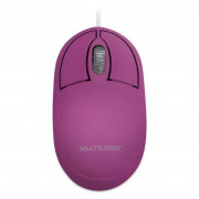 Mouse Multilaser Classic, Box Full, USB, 3 Botões, 1200DPI, Rosa - MO304