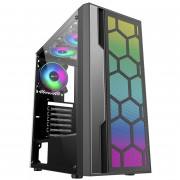 Gabinete Gamer K-Mex Multiverso, CG-02TT, Painel LED RGB, Lateral em Vidro, Sem FAN, Preto - CG02TTRH0010B0X