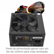 Fonte Gamer K-Mex 500W, Gaming Master EU459, ATX 80 Plus, White - EU459EUG001VB2X