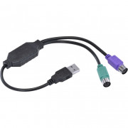 Cabo Adaptador PS2 Fêmea x USB Macho Vinik USBPS-2, 30cm, Preto - 25550