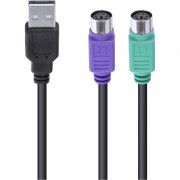 Cabo Adaptador PS2 Fêmea x USB Macho Vinik USBPS-2, 30cm, Preto - 25550