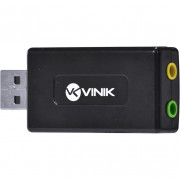 Adaptador Placa de Som Vinik, USB 7.1 Canais Virtual, AUSB71, Preto - 25541